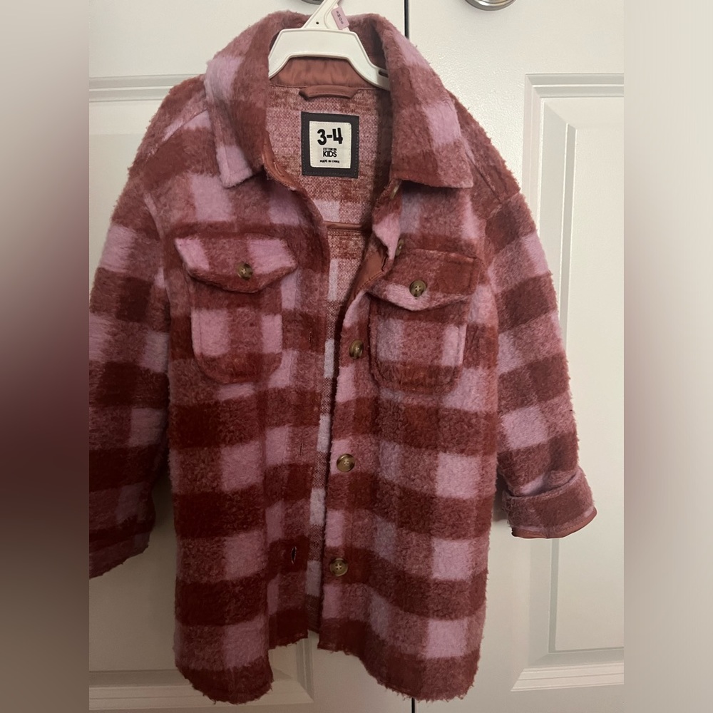 Toddler Girl Pink Plaid Shacket